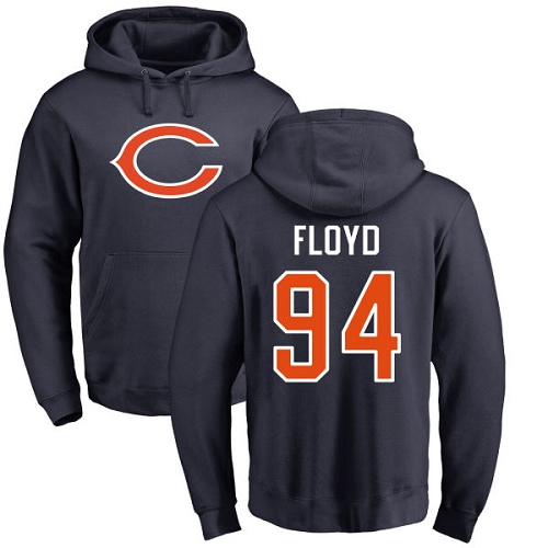 Chicago Bears Men Navy Blue Leonard Floyd Name and Number Logo NFL Football #94 Pullover Hoodie Sweatshirts